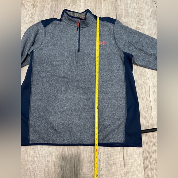 Under Armour Loose Cold-Gear Men's 2XL 1/4 Zip Navy/Grey Long Sleeve Pullover - Picture 11 of 14